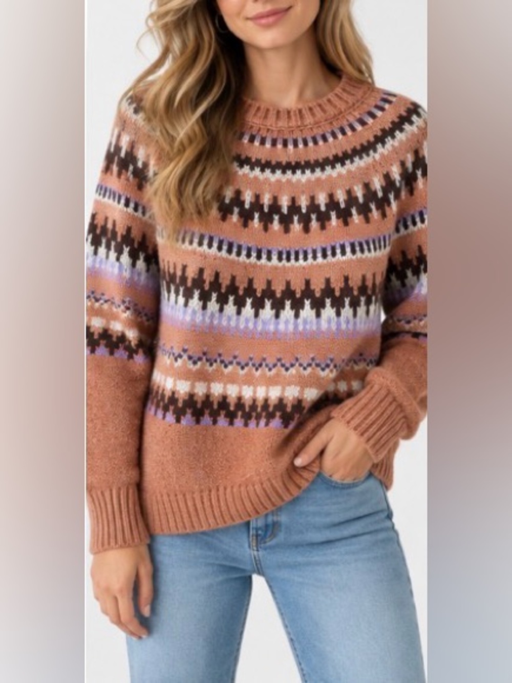 Love Tree Fair Isle Crewneck Sweater Size M